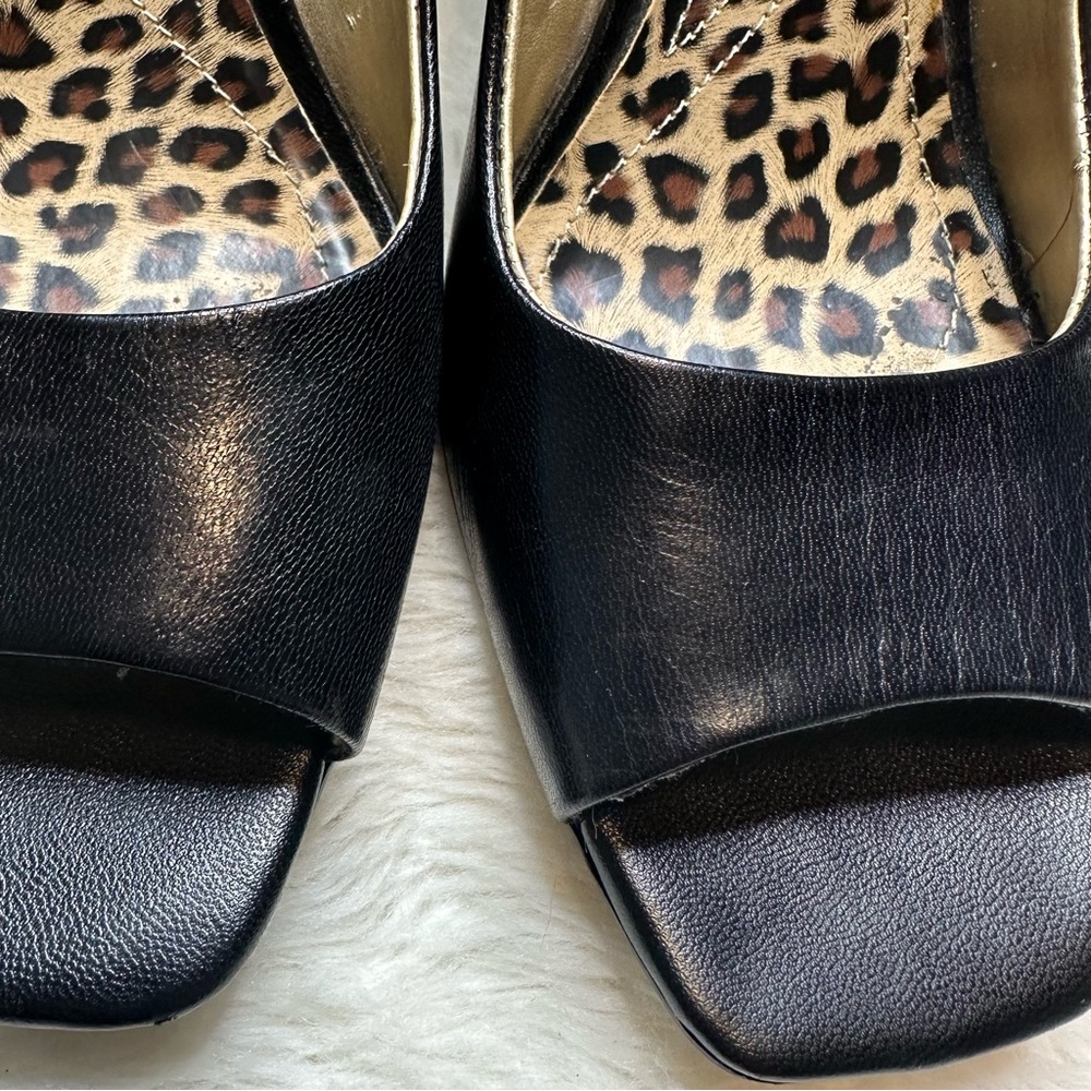 Tahari Peep-Toe Heels Black & Leopard Print Size 9.5 - Picture 2 of 16